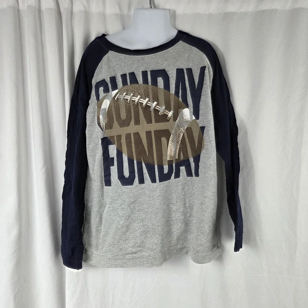 Gymboree Shirt Boys 8 Gray Sunday Funday Football Graphic Long Sleeve Tee Top